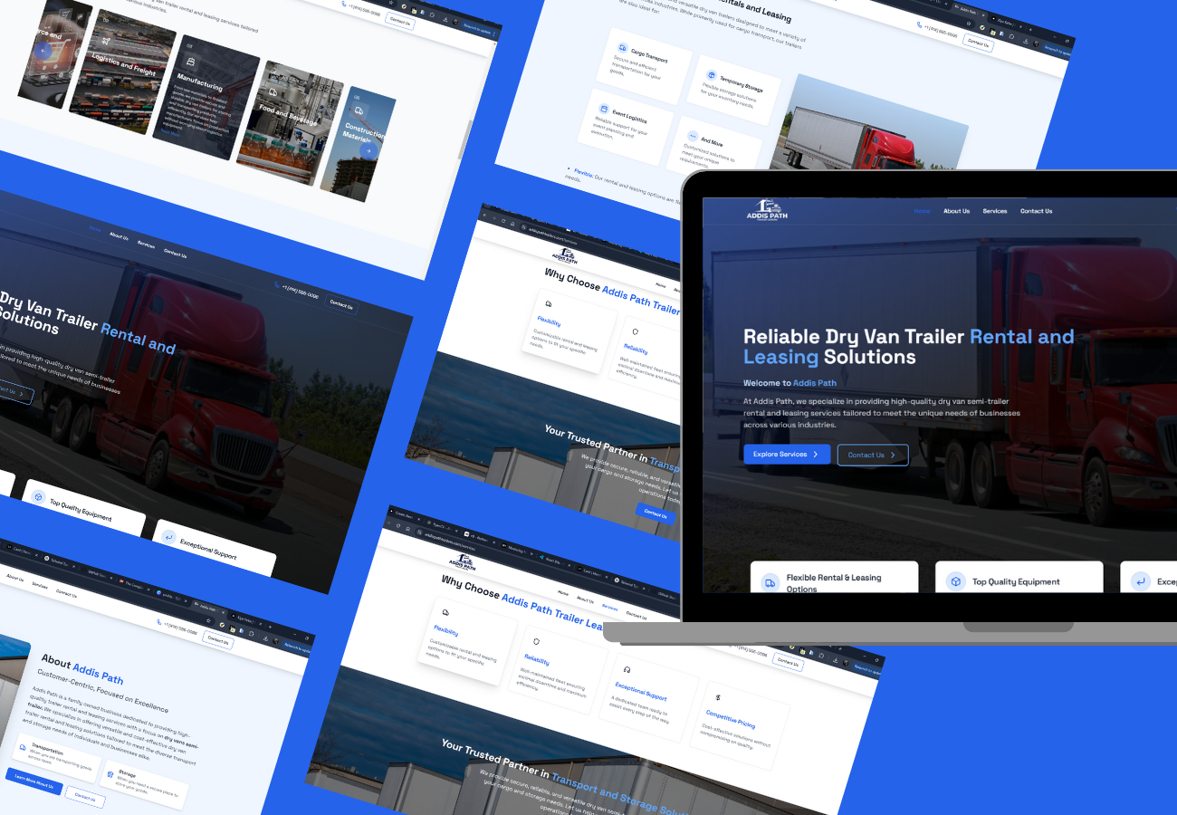 Addis Path Trailers - A website for a trailer rental company
